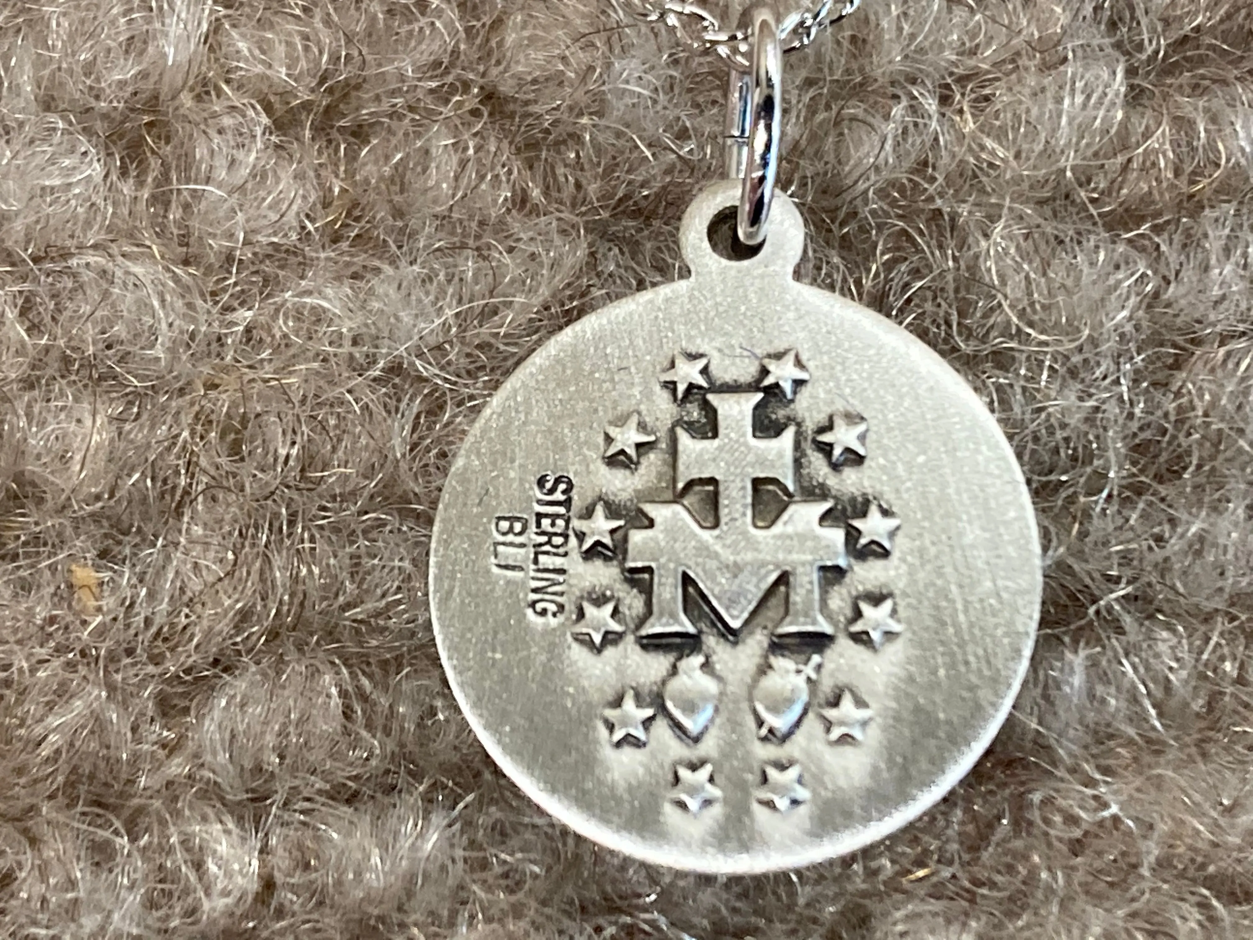 Miraculous Medal Silver Round With Chain Religious