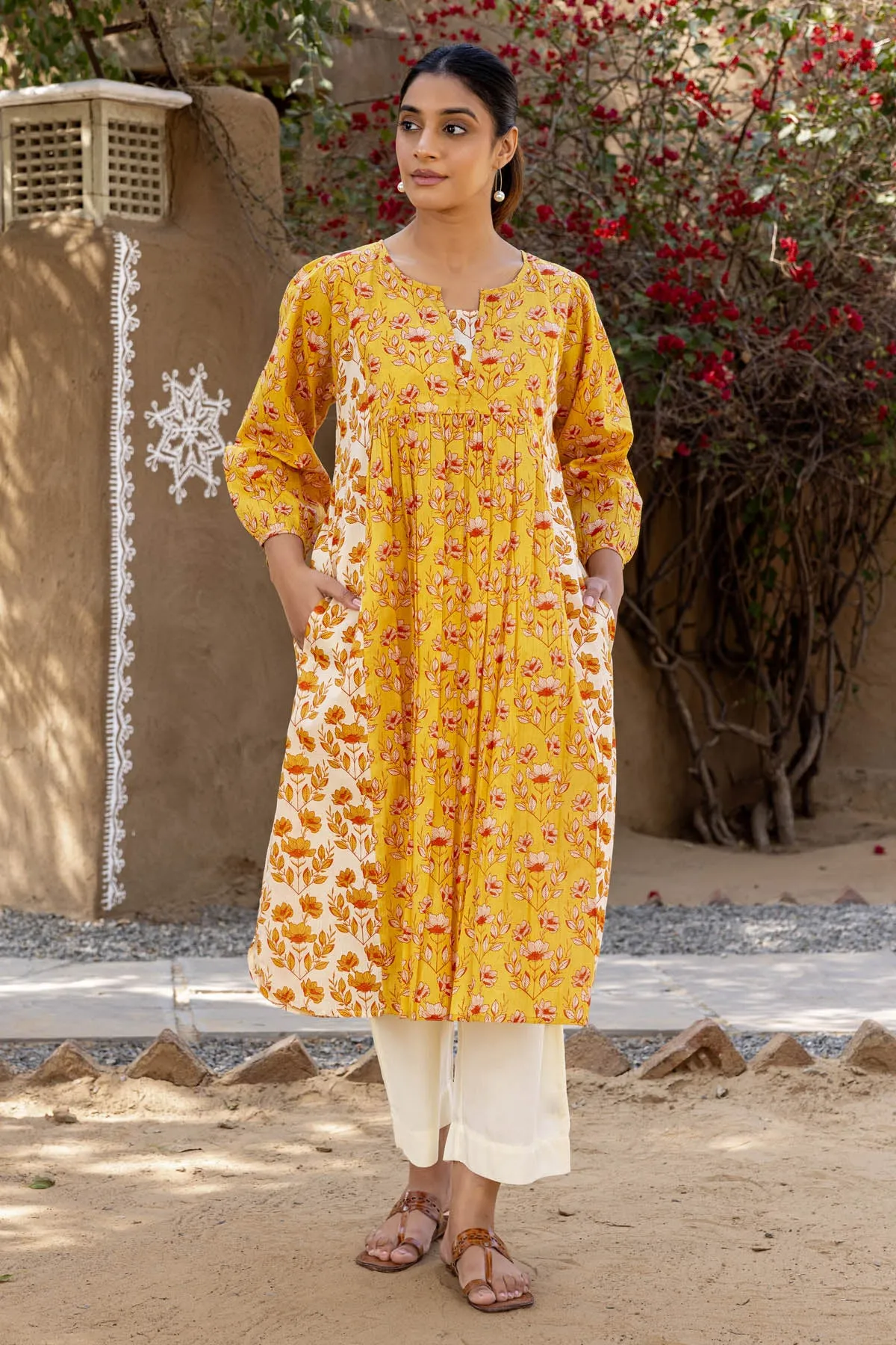 Mustard Floral Kurta