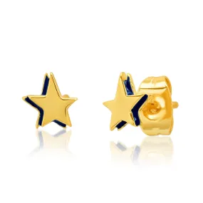 Navy And Gold Star Studs