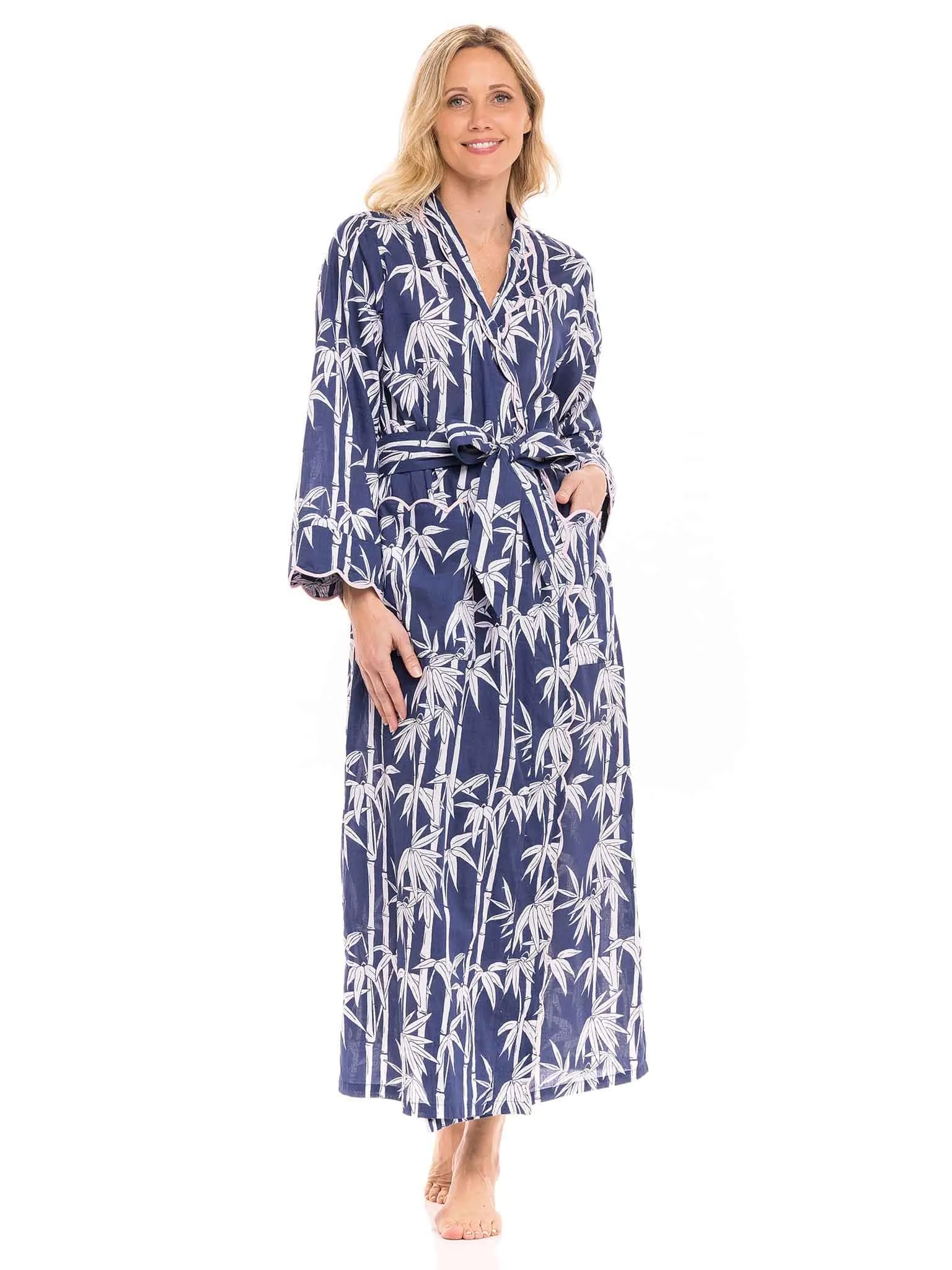 Navy Bamboo Classic Robe