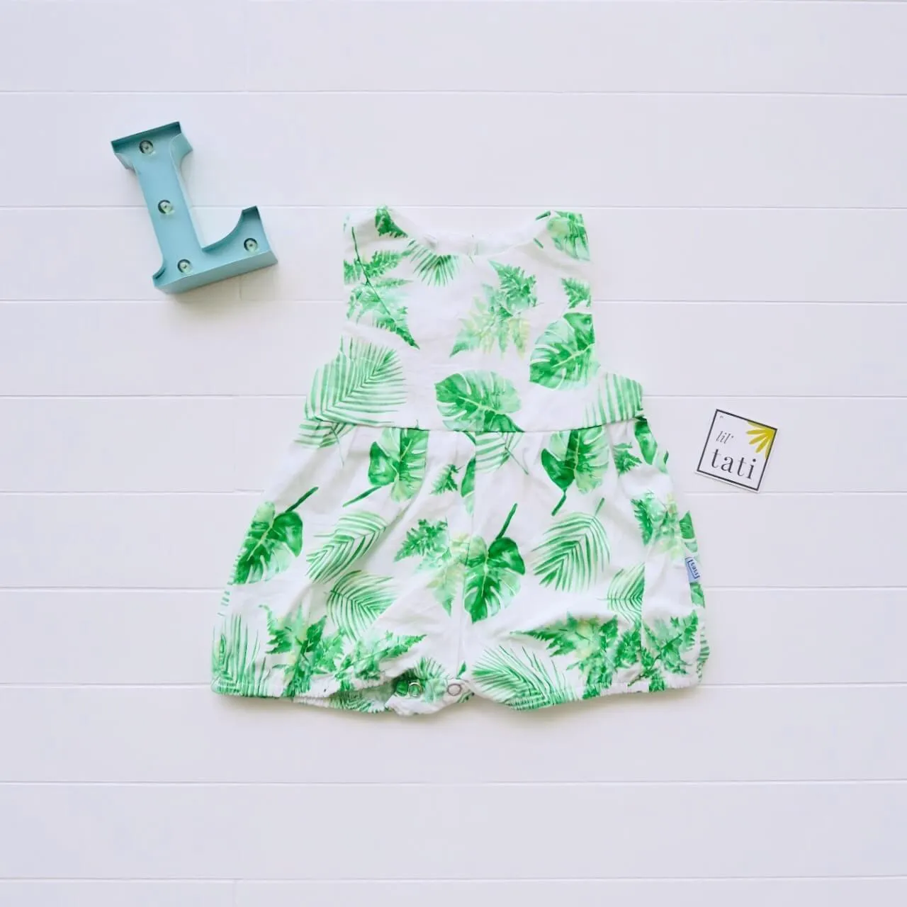 Orchid Playsuit in Summer Leaves Print