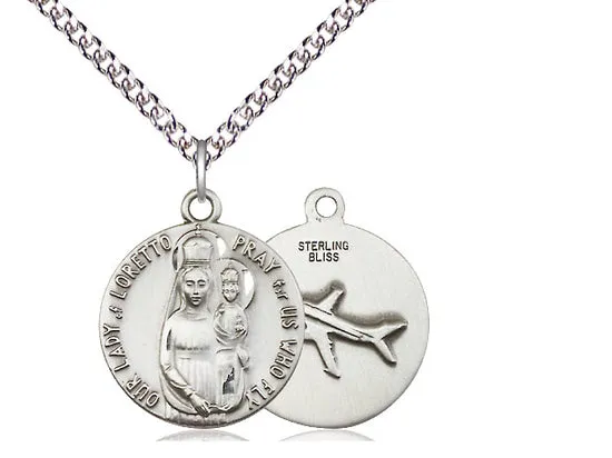 Our Lady Of Loretto Silver Pendant With Chain Religious