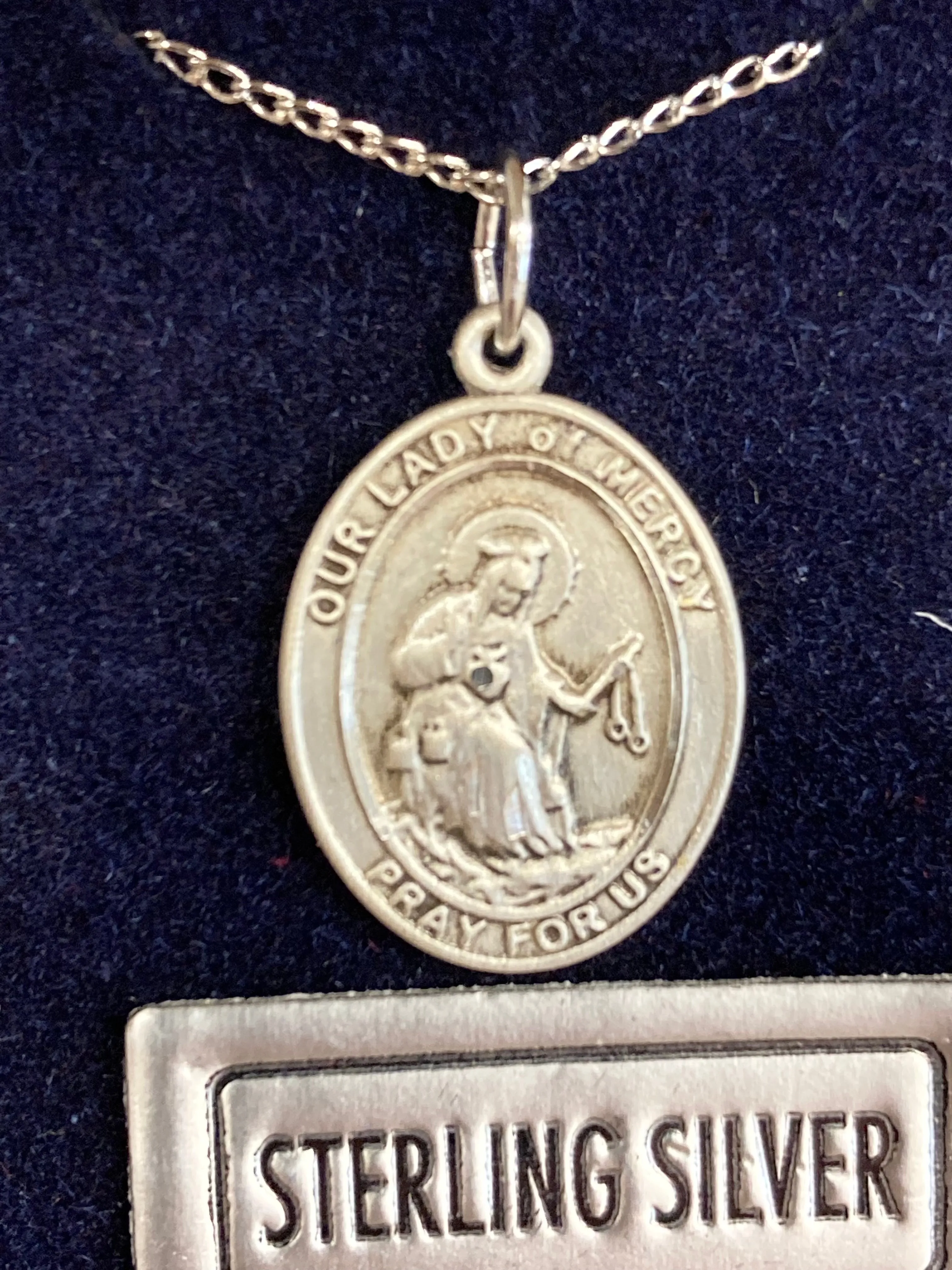 Our Lady Of Mercy Silver Pendant With Chain