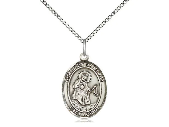 Our Lady Of Mercy Silver Pendant With Chain