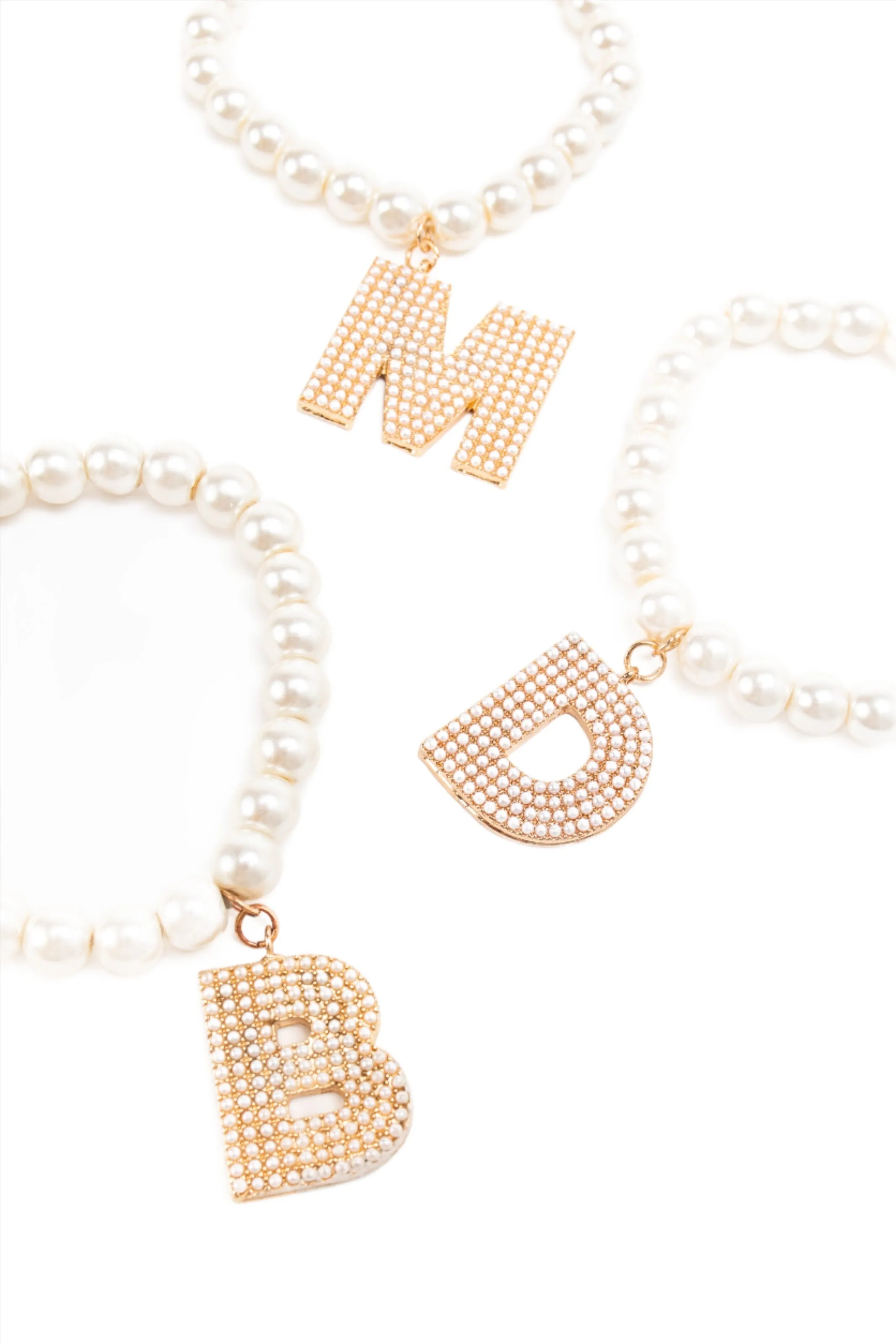 Pearlie Initial Stretch Bracelet