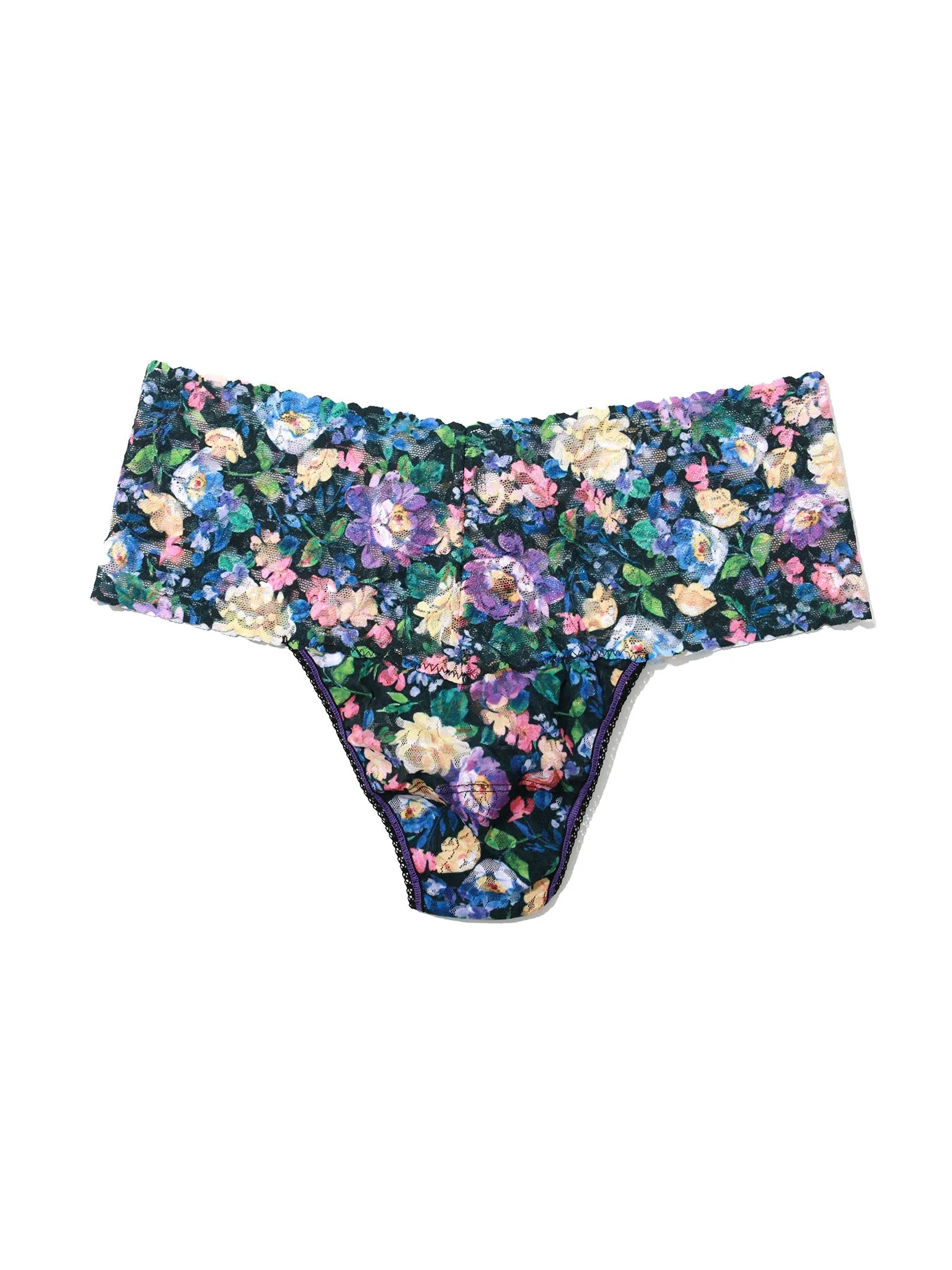 Plus Size Printed Retro Lace Thong Dream Garden