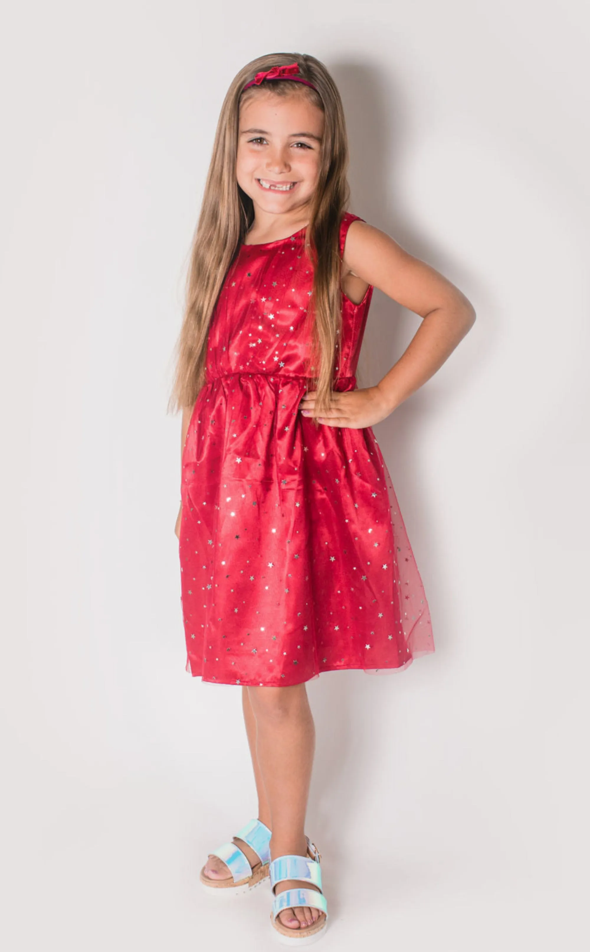 Popatu Baby Girl's Red Stars Dress