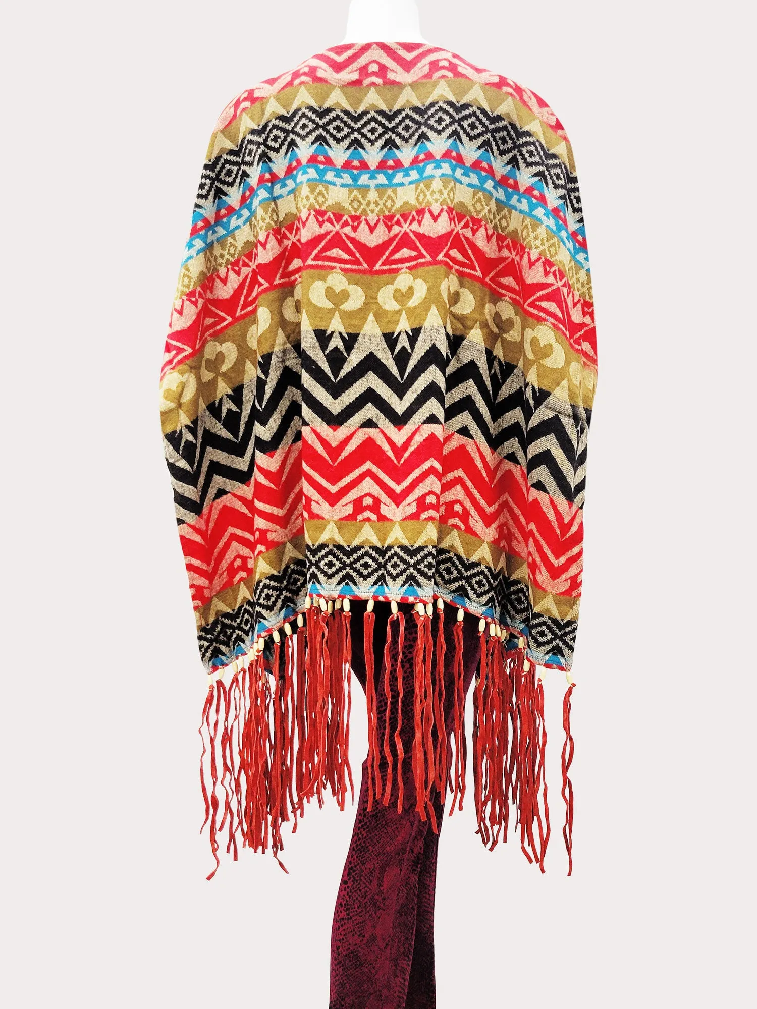 RAJ KIT CHEVRON OPEN-FRONT PONCHO RUANA