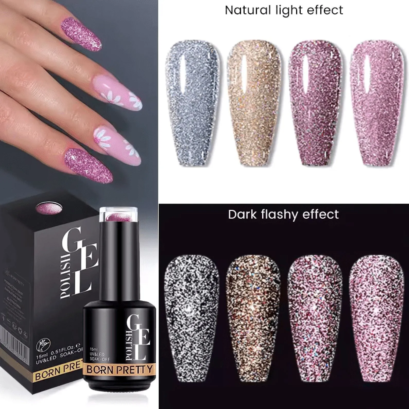 Reflective Glitter Disco Gel Polish Born Pretty