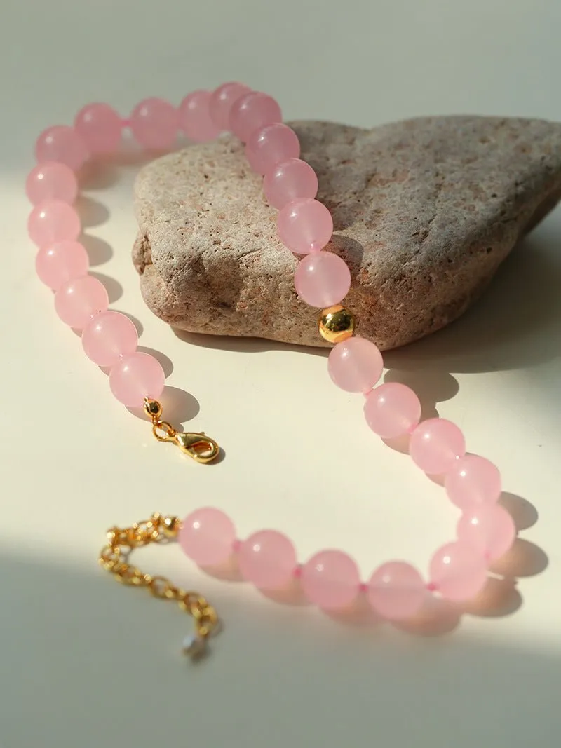 Resort Style Summer Pink Beaded Collarbone Chain