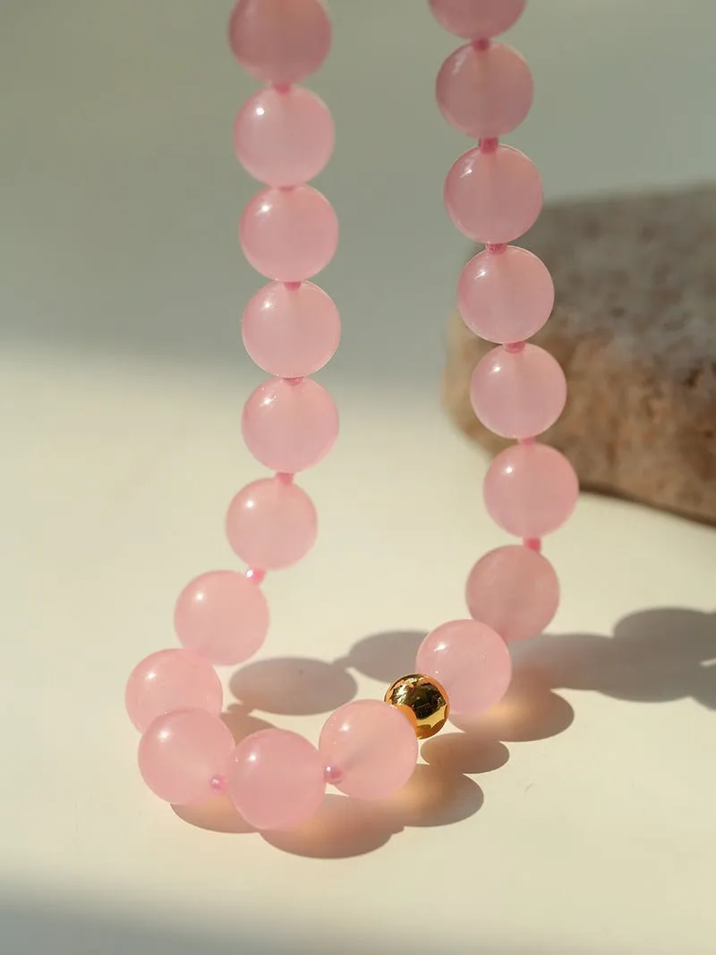 Resort Style Summer Pink Beaded Collarbone Chain