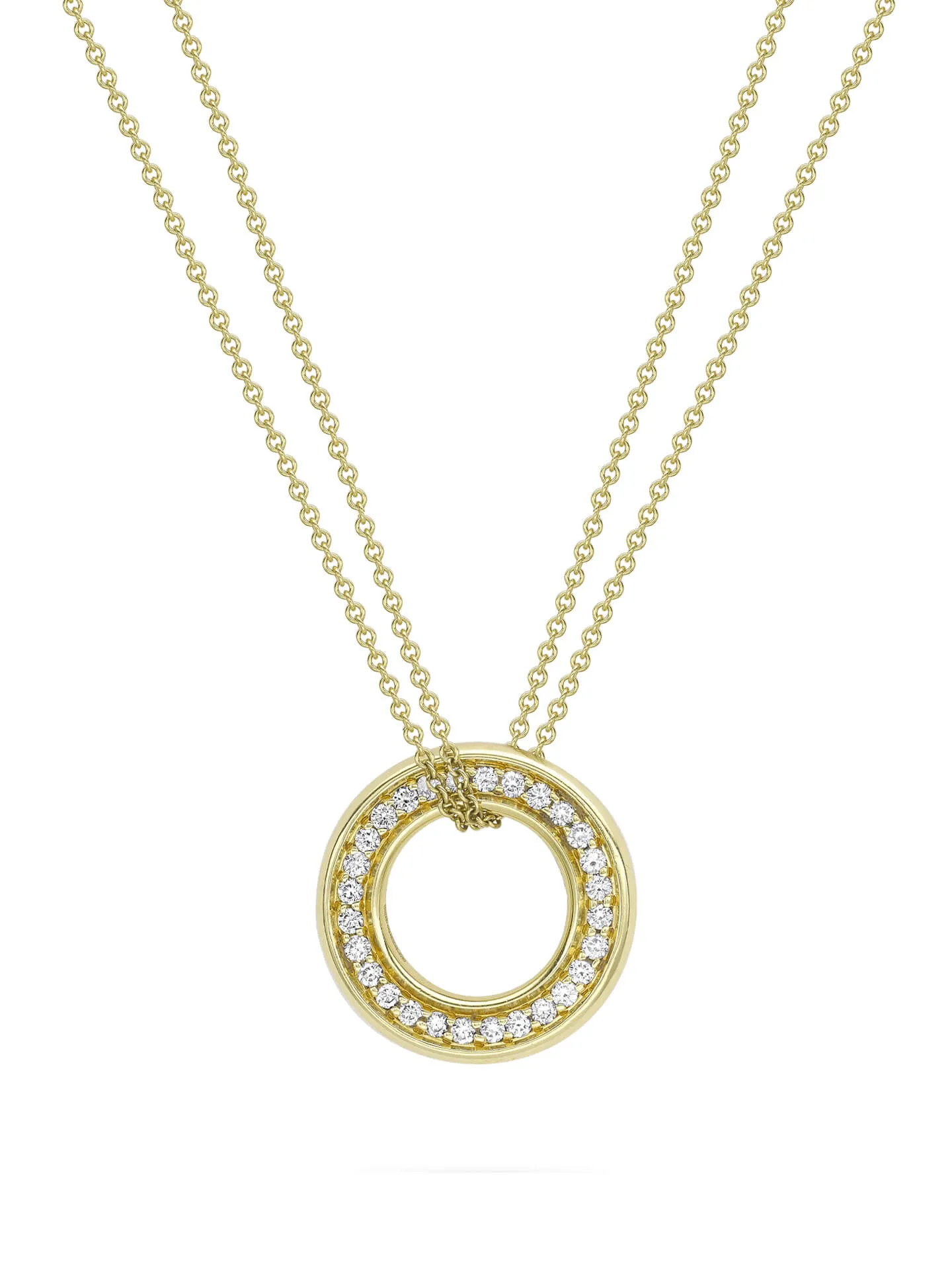 Roulette Medium Yellow Gold Diamond Pendant