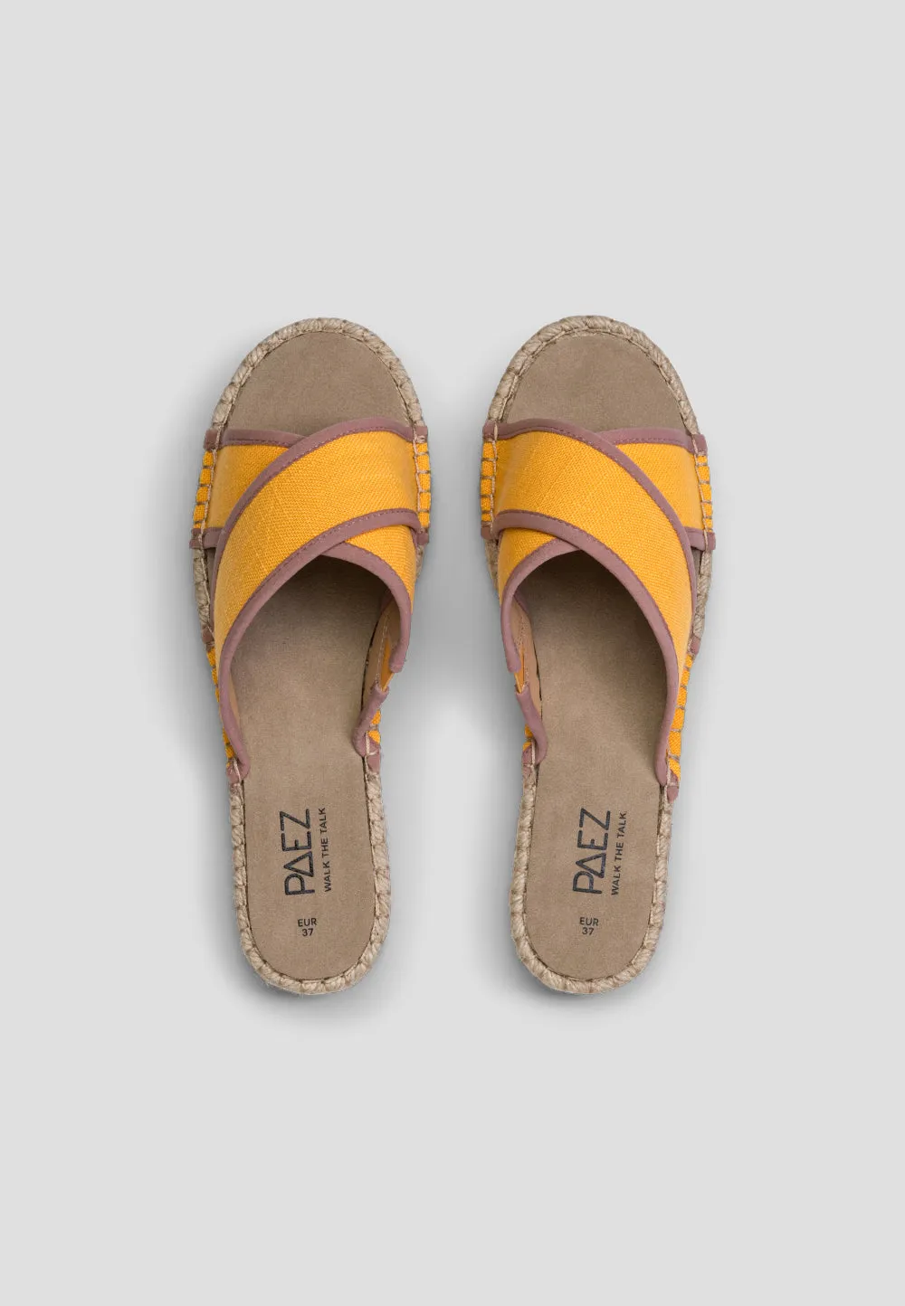 SANDAL CROSSED LINEN SAFFRON