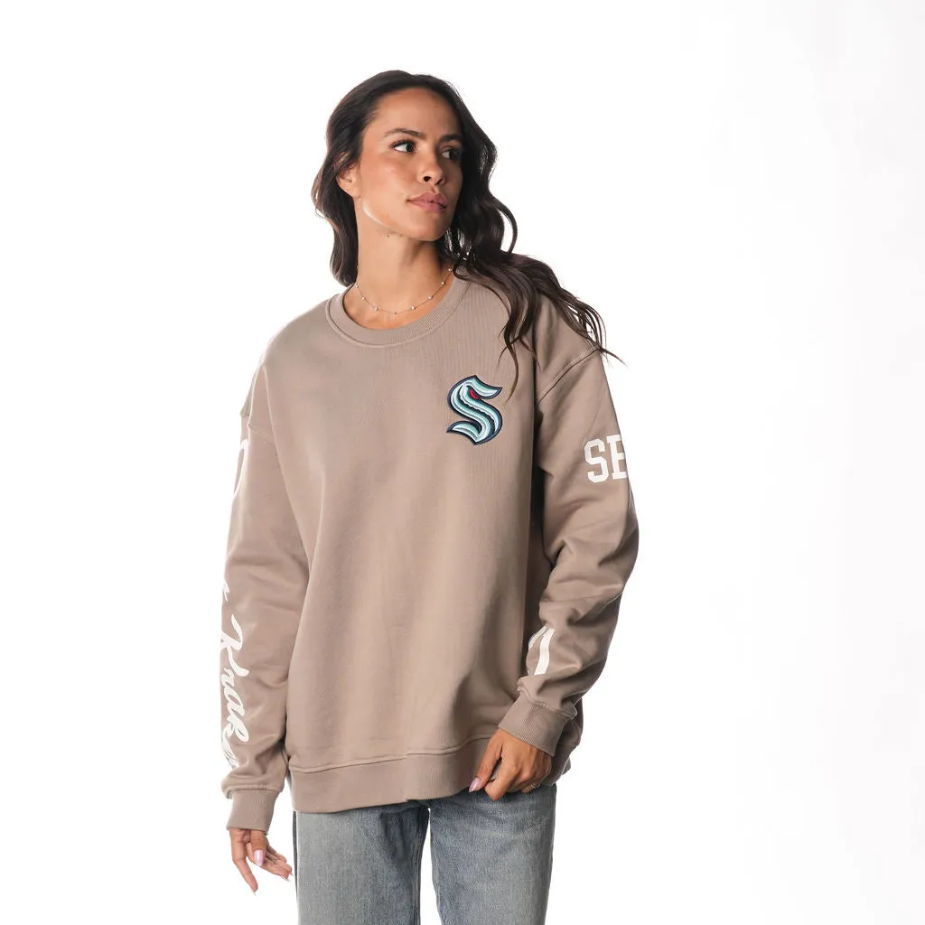 SEATTLE KRAKEN GRAPHIC CREW FLEECE - WARM GREY