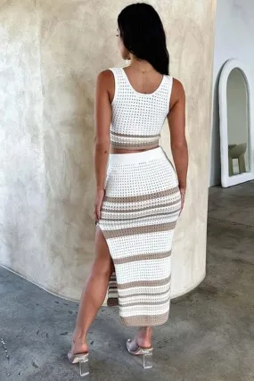 Sexy Split Skirt Set Khaki