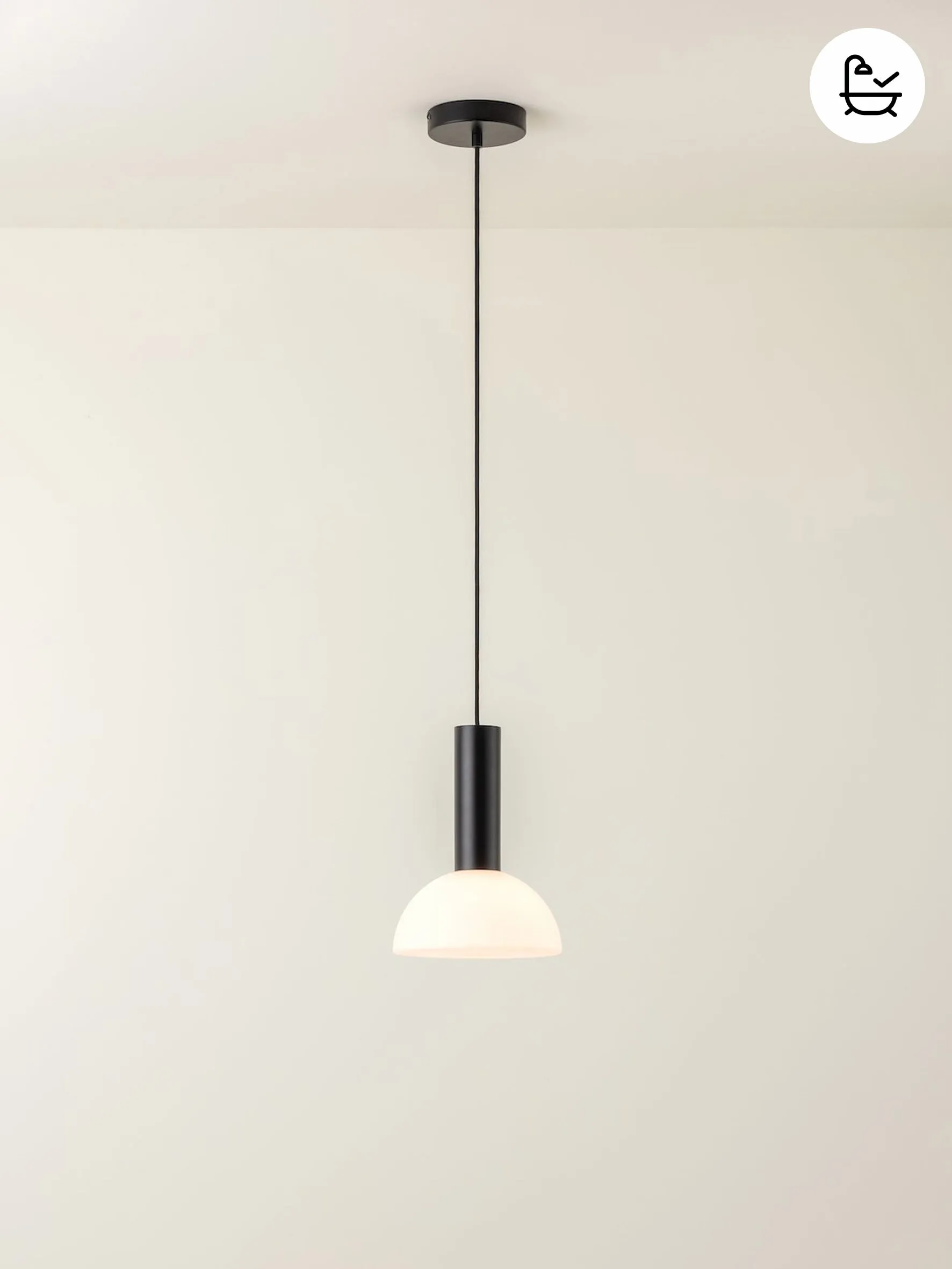 Silio - 1 light matt black and opal pendant