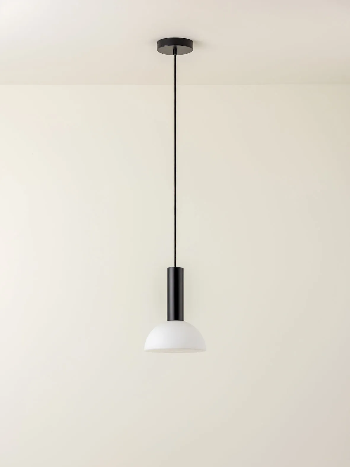 Silio - 1 light matt black and opal pendant