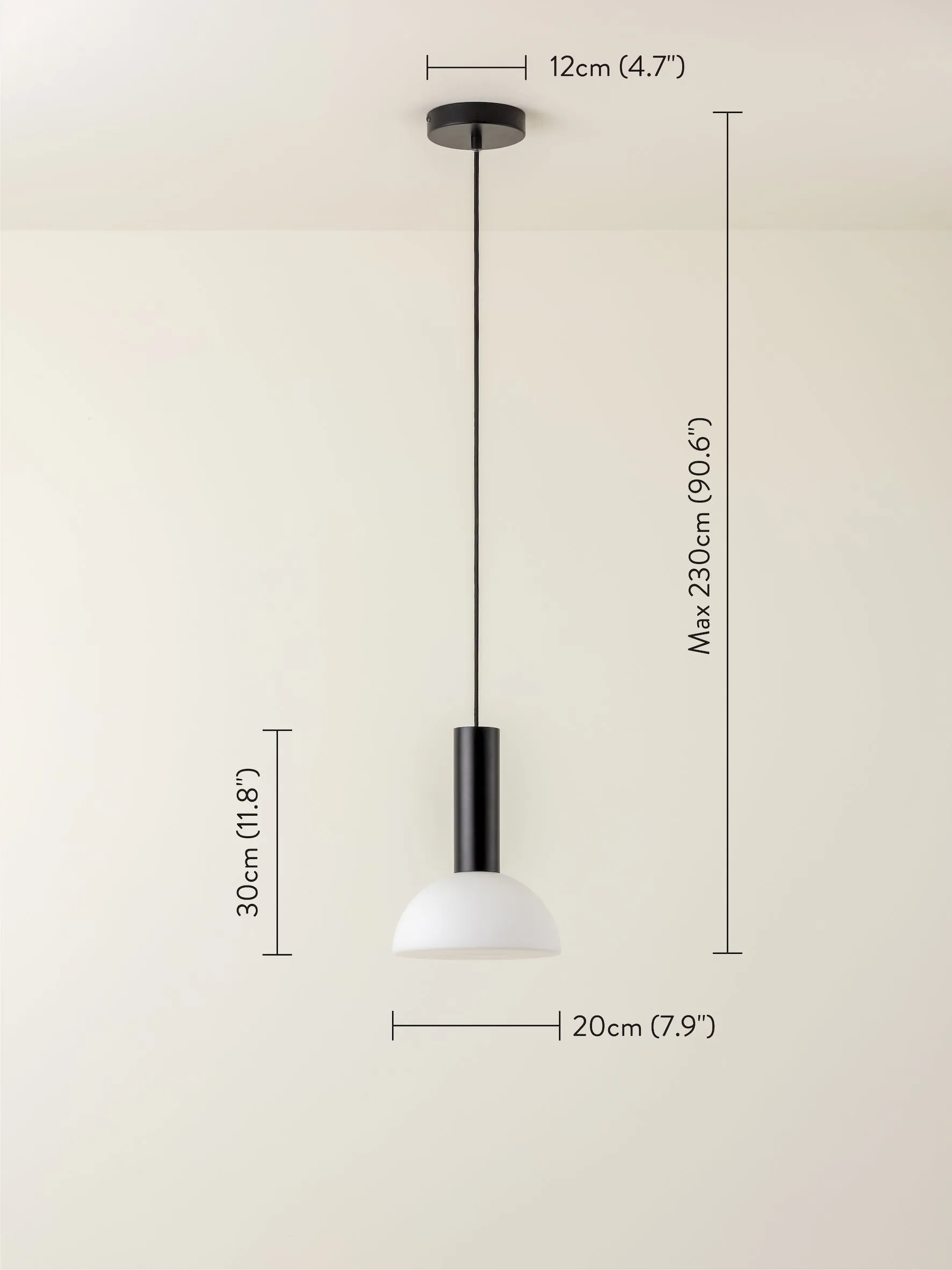 Silio - 1 light matt black and opal pendant