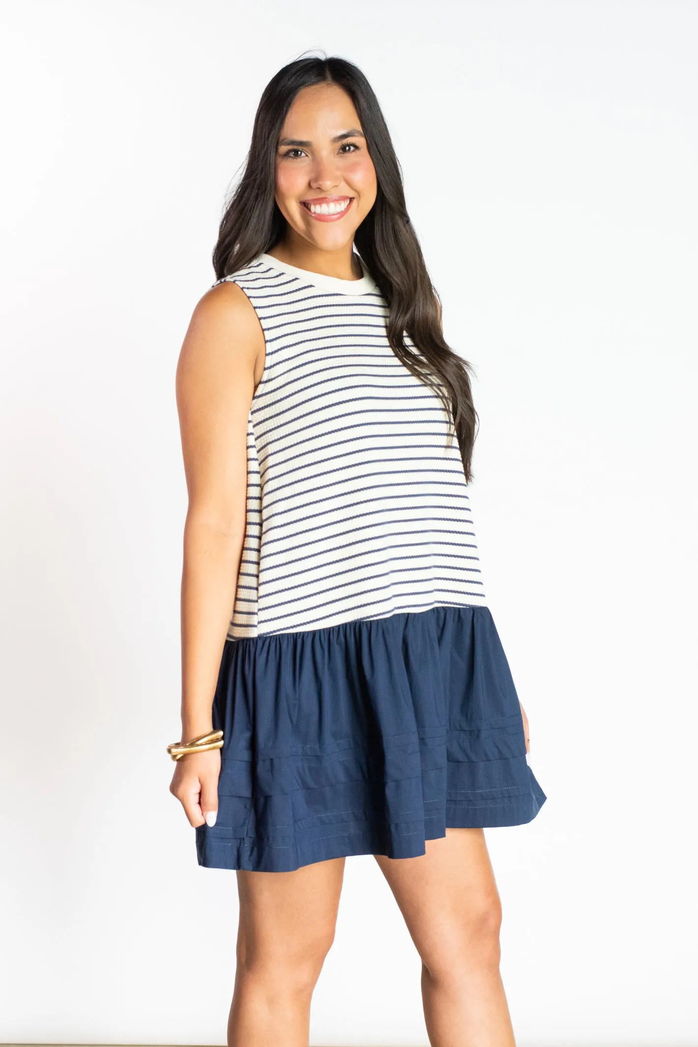 Stroll The Boardwalk Navy Stripe Dress