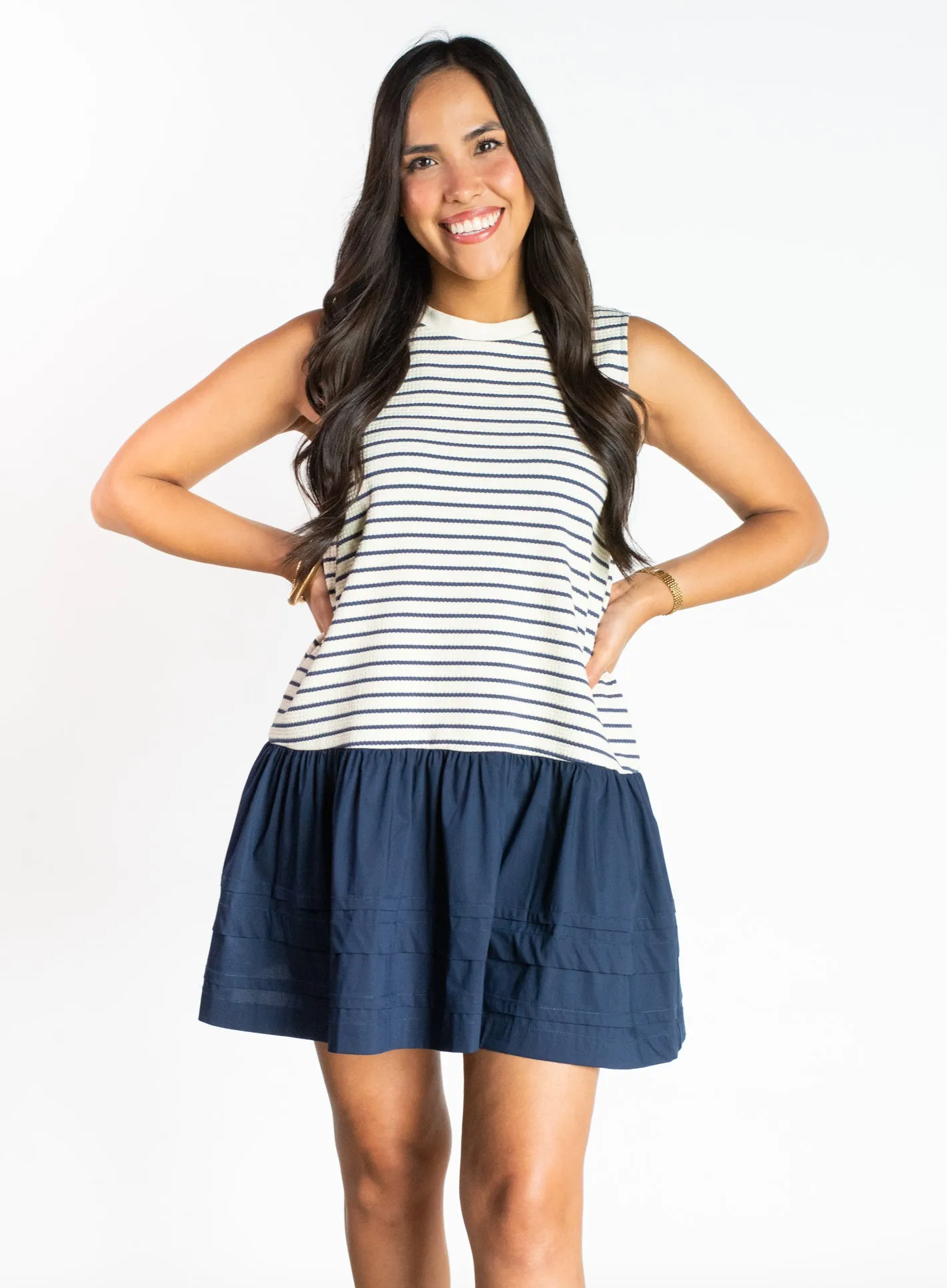 Stroll The Boardwalk Navy Stripe Dress