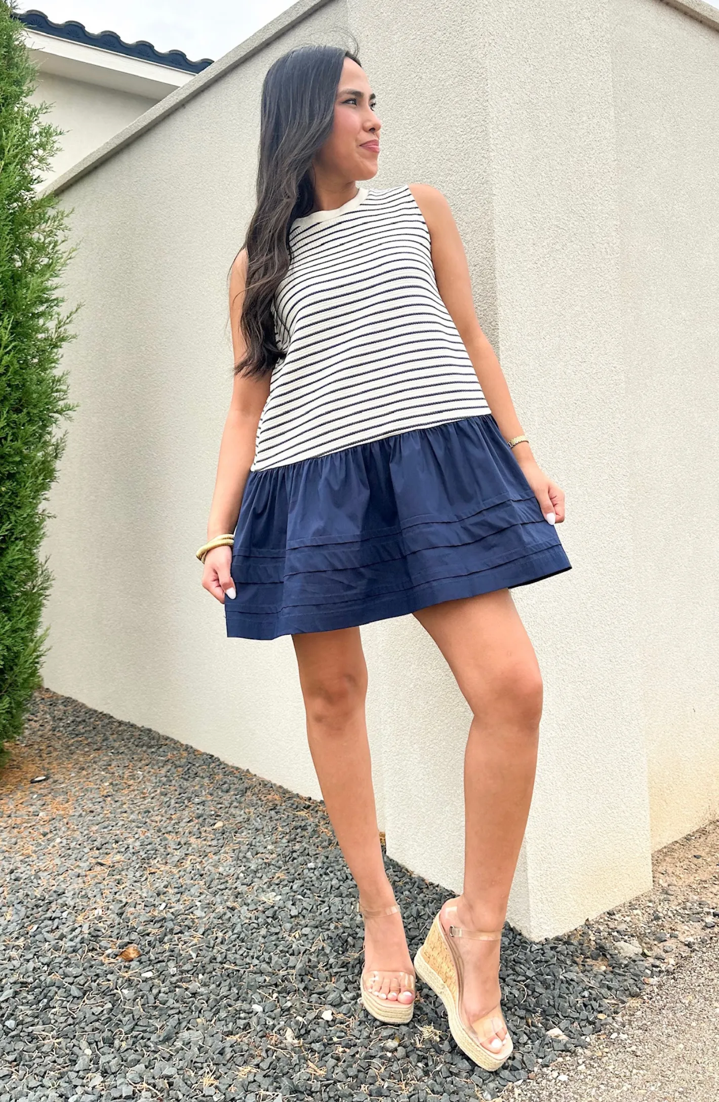 Stroll The Boardwalk Navy Stripe Dress