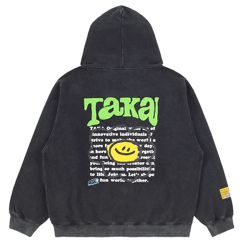 TAKA Original Fun Growing heavy-wash vintage label have fun hoodie