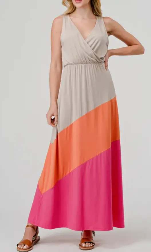 Tangerine and Fuchsia Modal Maxi Dress