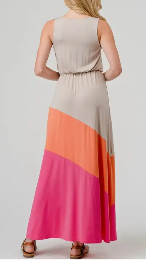 Tangerine and Fuchsia Modal Maxi Dress