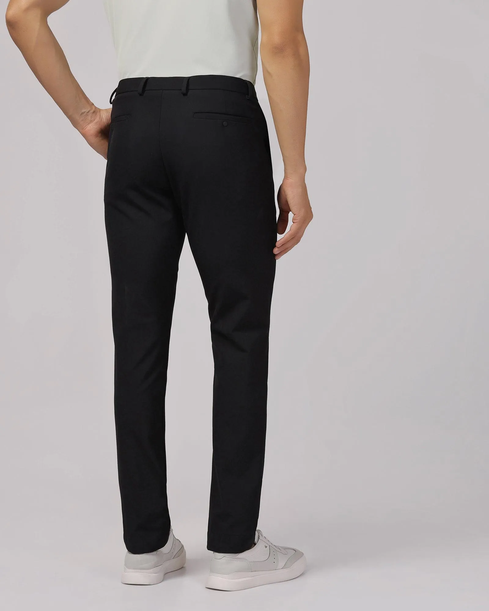 TechPro Slim Fit B-91 Formal Black Solid Trouser - Blackbird