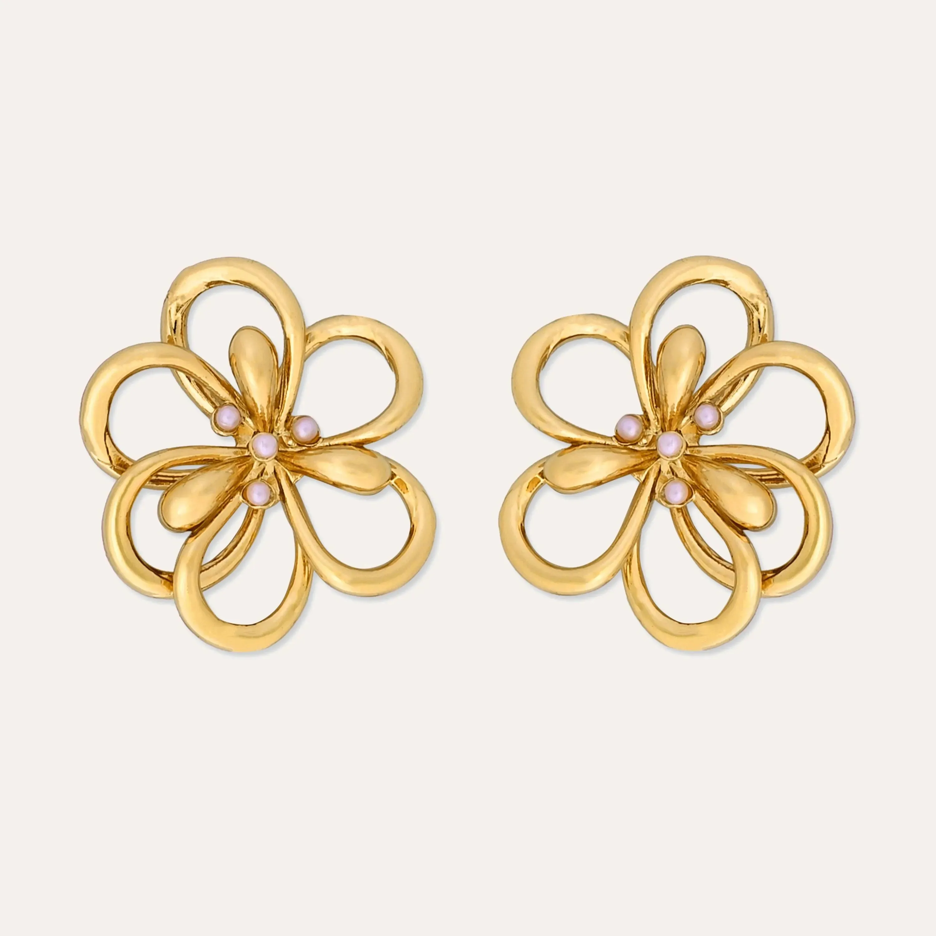 TFC Flower Power Gold Plated Stud Earrings