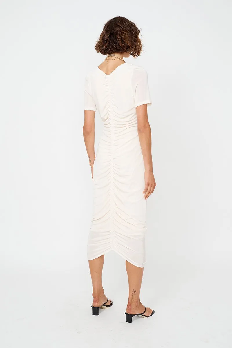 The Liz Rouched Midi Tank Dress - Cream