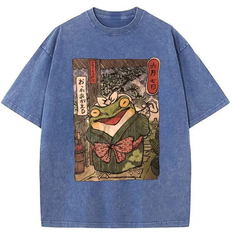 Tokyo-Tiger A Warm Family Of Frogs Washed T-Shirt