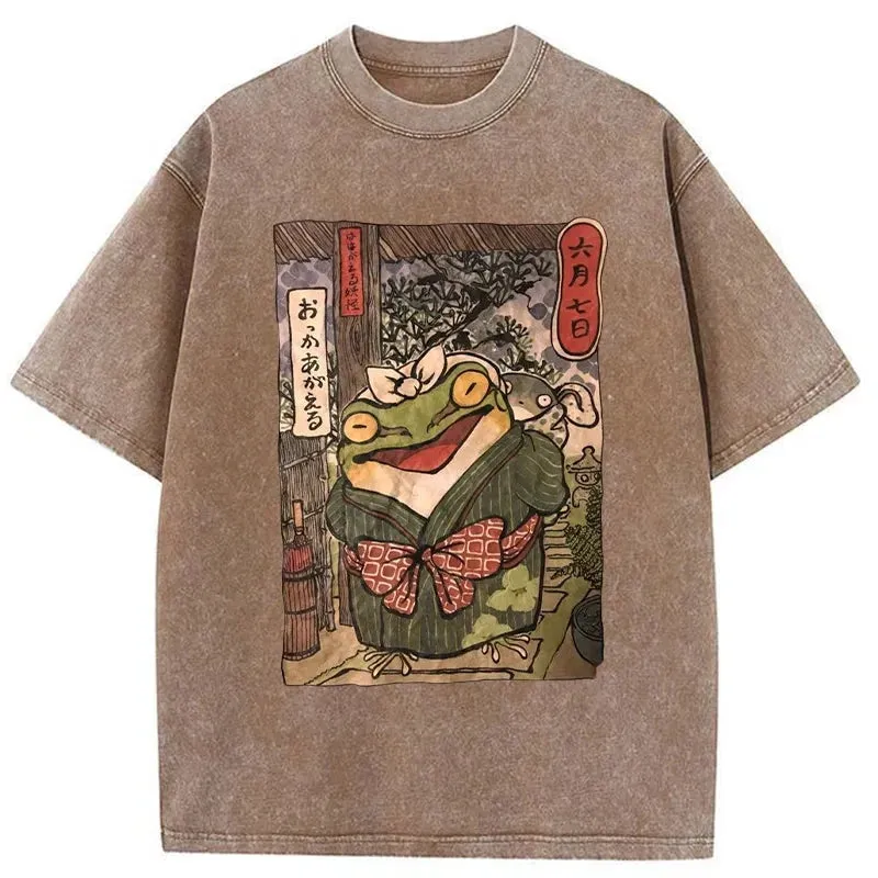 Tokyo-Tiger A Warm Family Of Frogs Washed T-Shirt