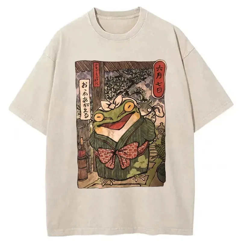 Tokyo-Tiger A Warm Family Of Frogs Washed T-Shirt