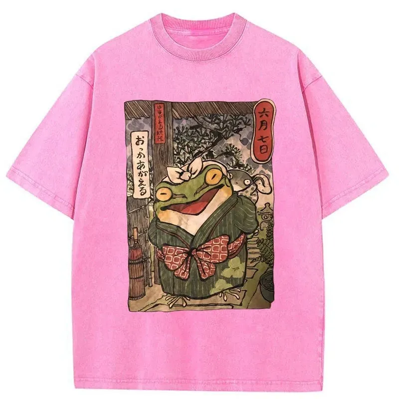 Tokyo-Tiger A Warm Family Of Frogs Washed T-Shirt