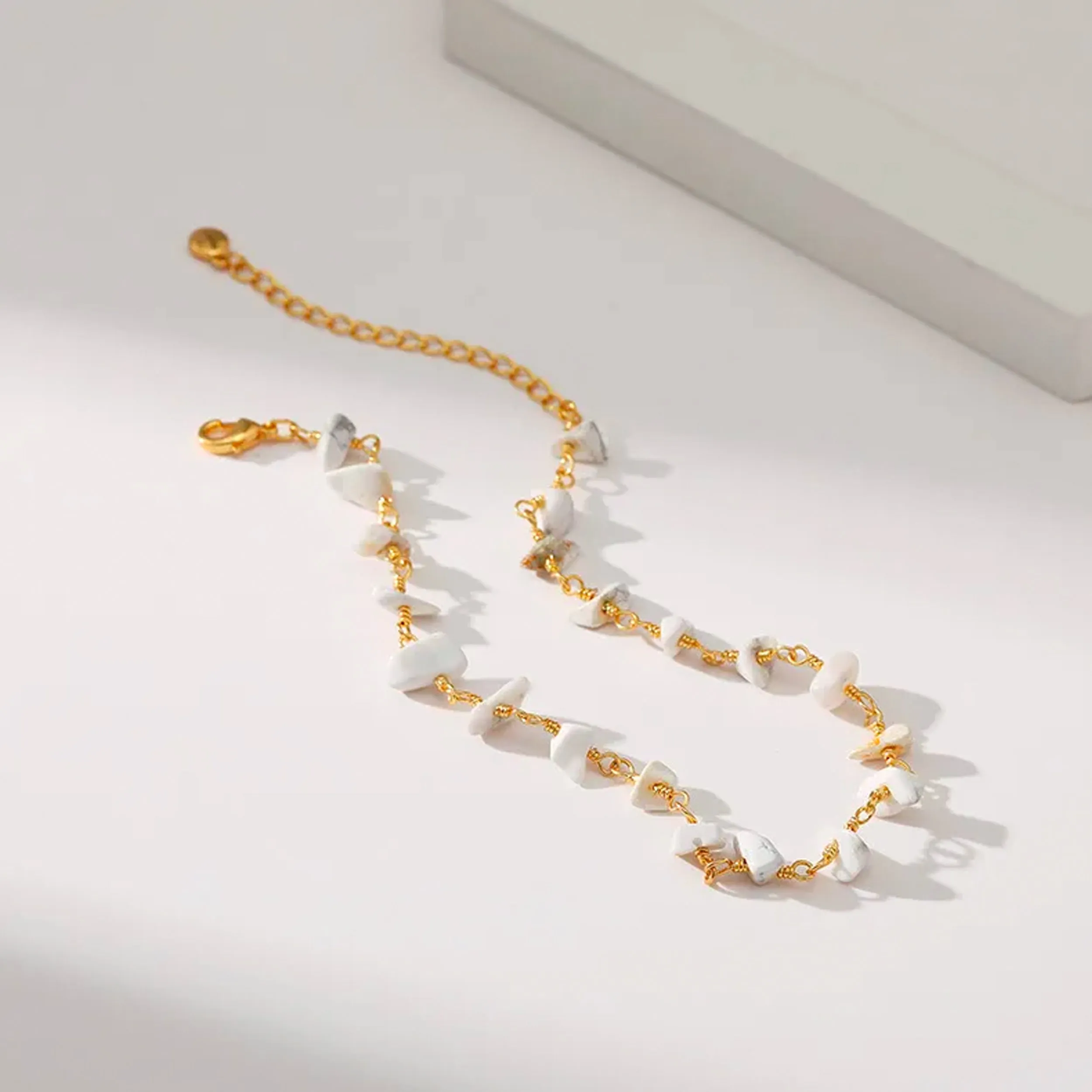 Ula Crystal Stone Anklet - Moonstone | 18K Gold Plated