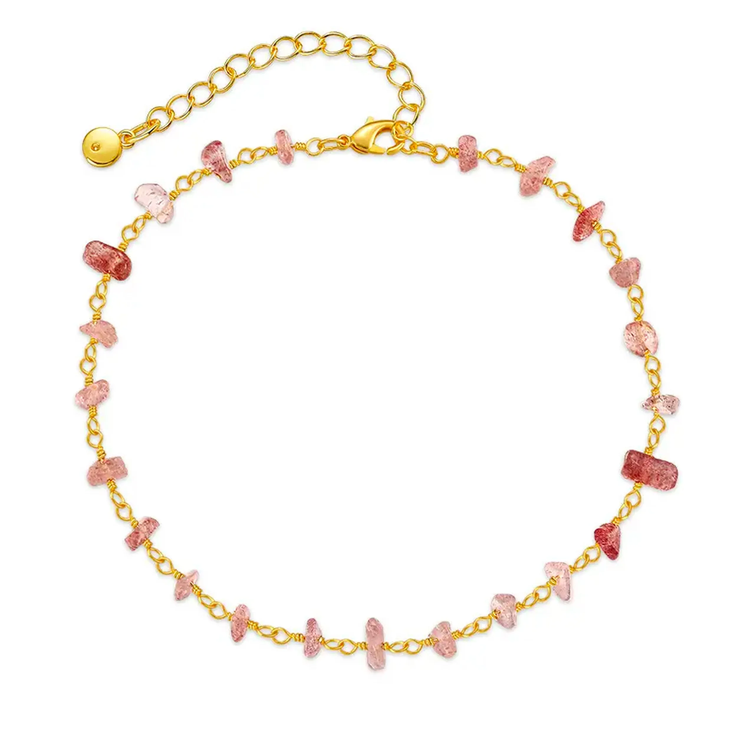 Ula Crystal Stone Anklet - Rose Quartz | 18K Gold Plated