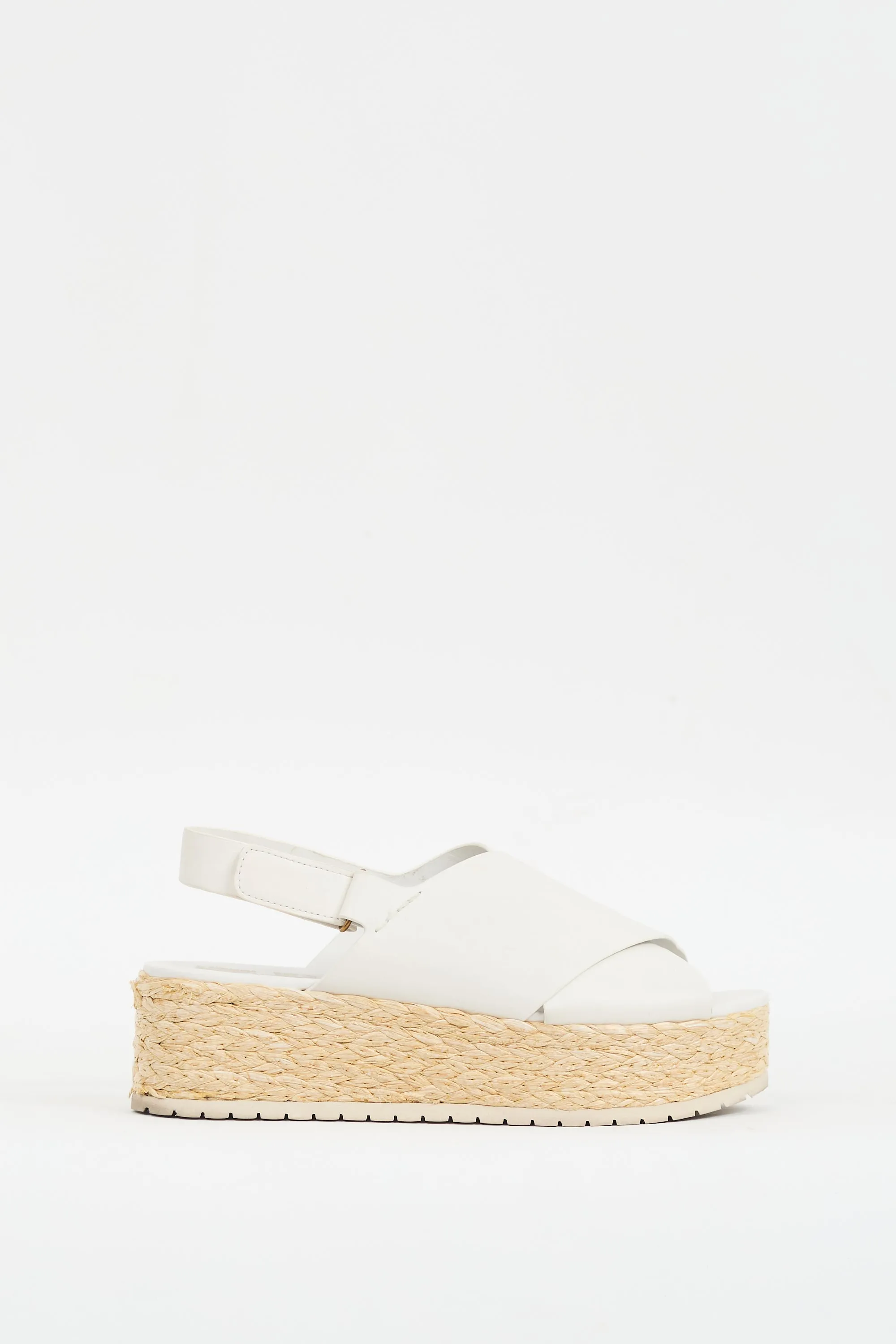 White & Beige Leather Jesson Platform Espadrille