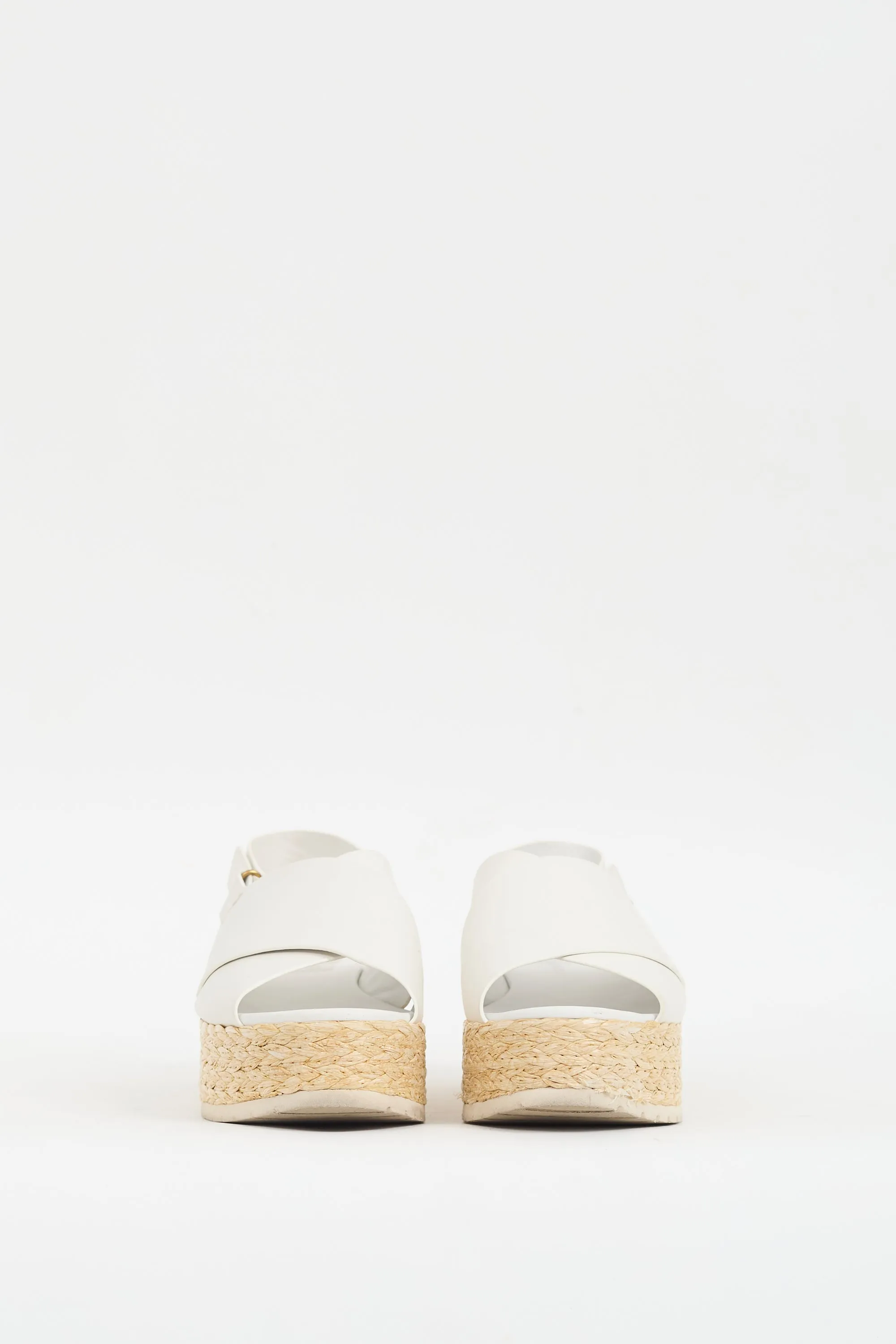 White & Beige Leather Jesson Platform Espadrille