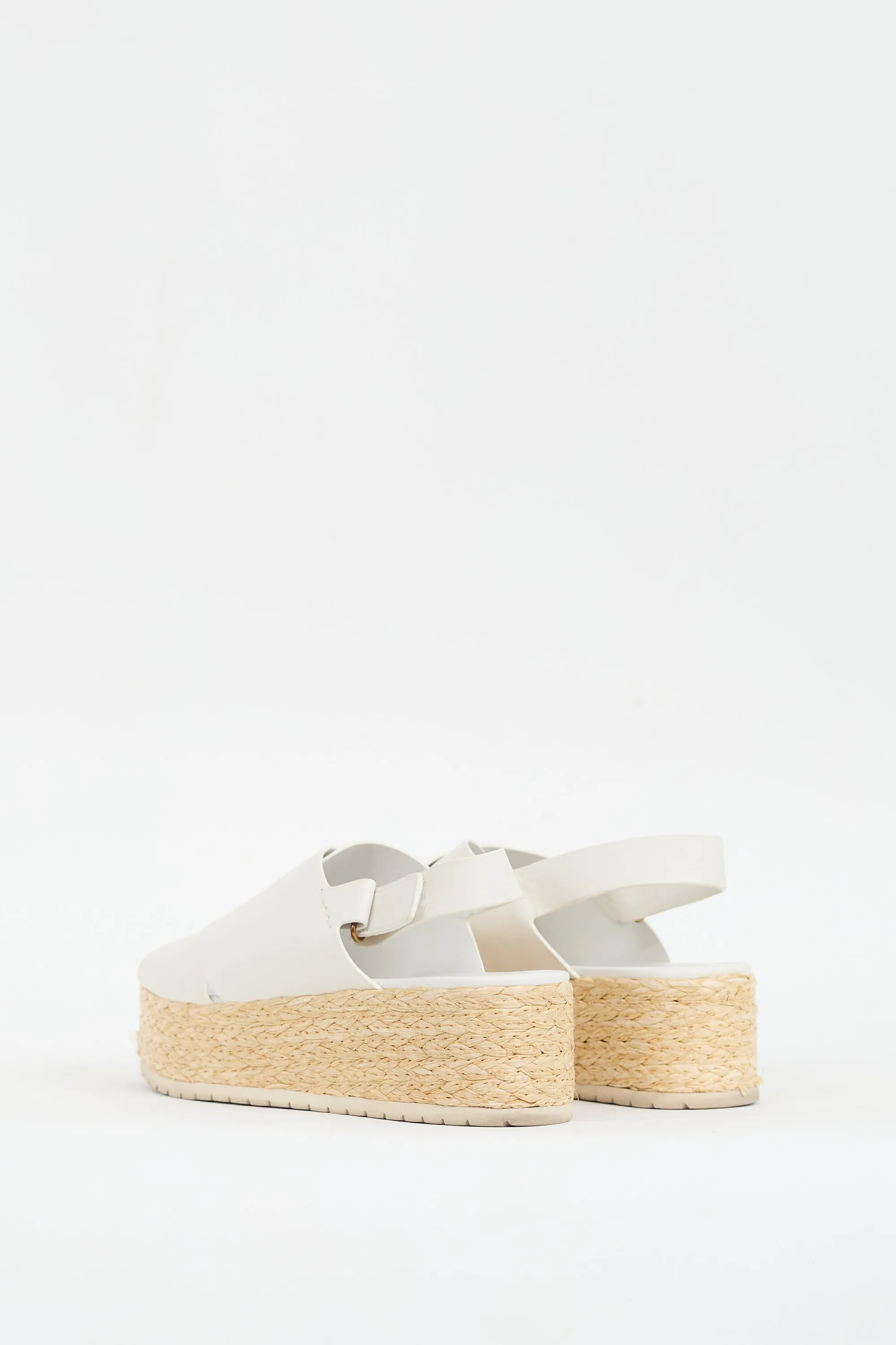 White & Beige Leather Jesson Platform Espadrille