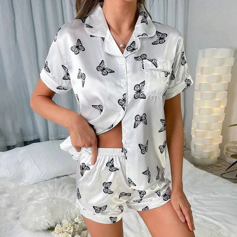 Women's Silk Short Sleeve & Shorts Pyjamas Set