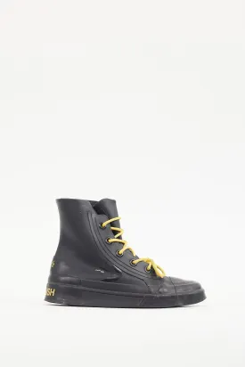 X Converse Black & Yellow Leather & Rubber High Top Sneaker